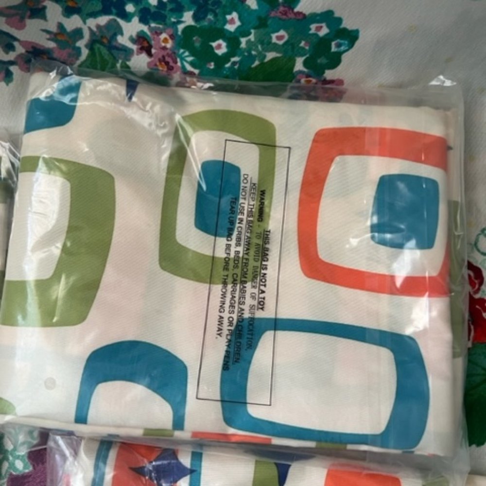 Mid Century style one Shower Curtain and 2 Valances